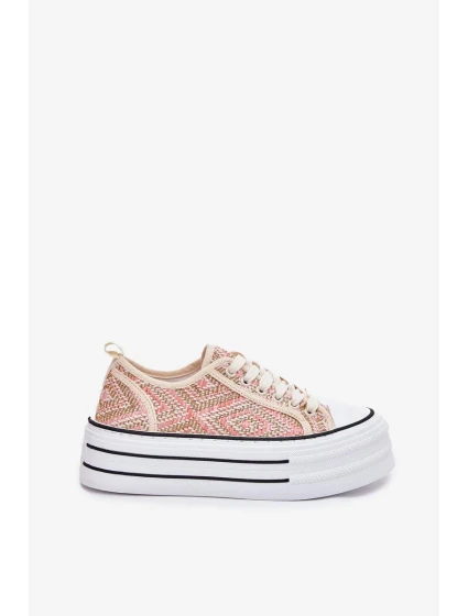 Dámské nízké trampky na platformě Melina – růžové