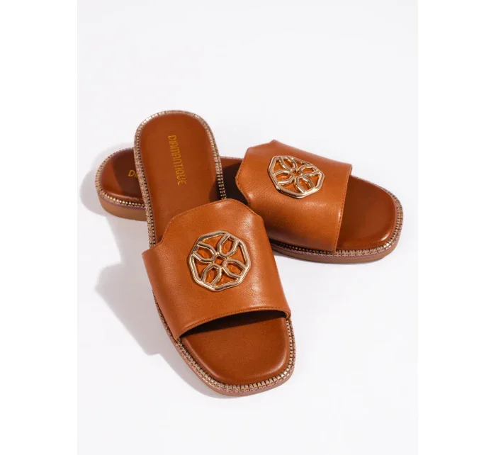 Originální dámské nazouváky hnědé bez podpatku Originální dámské nazouváky hnědé bez podpatku