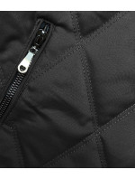 Černá prošívaná bunda s ozdobnými stahovacími lemy (16M9085-392)