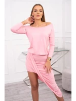 Asymetrické šaty, 3/4 rukávy, pudrově růžové Asymetrické šaty, 3/4 rukávy, pudrově růžové