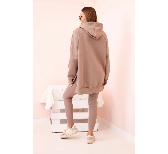Dámská souprava bavlněná mikina s kapucí a legíny s vysokým pasem fango
