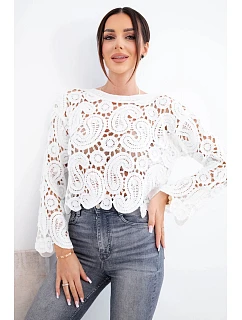 Dámský letní krajkový svetr s knoflíky a dlouhým rukávem černý