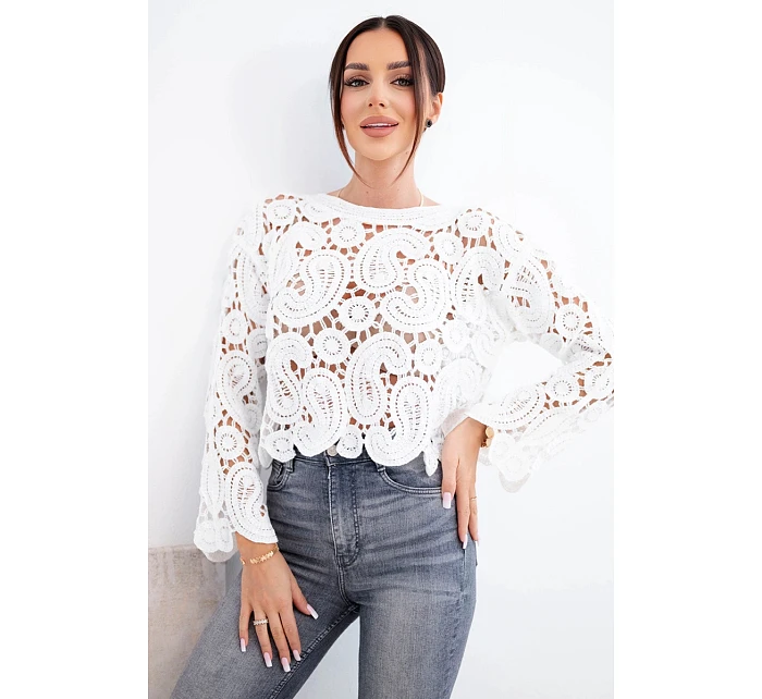 Dámský letní krajkový svetr s knoflíky a dlouhým rukávem černý