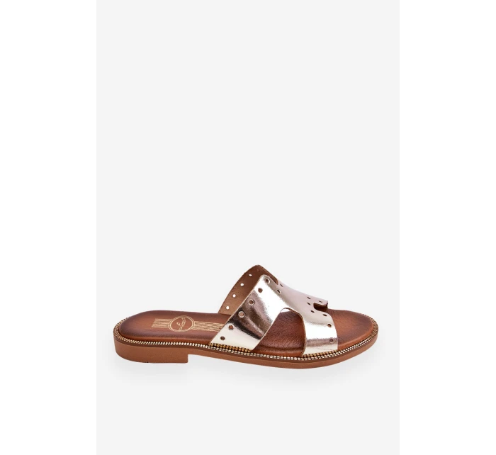 model 21617412 Dámské žabky s ozdobnými výřezy Zlaté - Zazoo