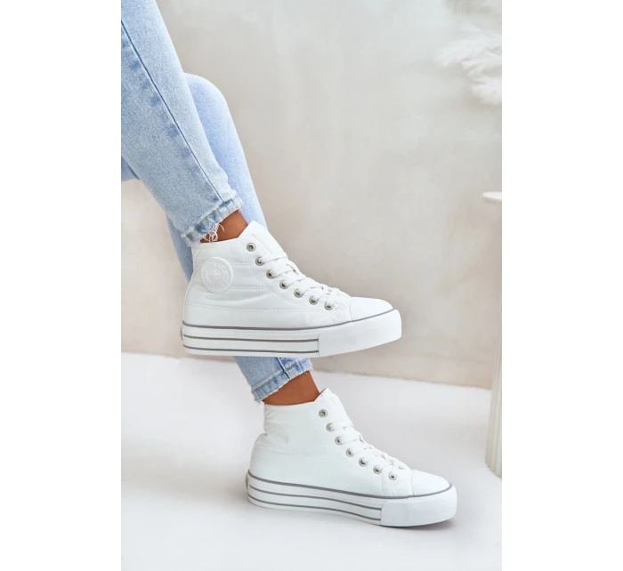 Zateplené dámské tenisky na platformě model 21675260 bílé - Big Star Shoes