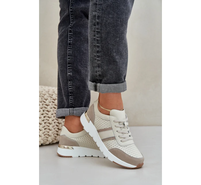 Dámské kožené tenisky na platformě béžové Gatira Dámské kožené tenisky na platformě béžové Gatira