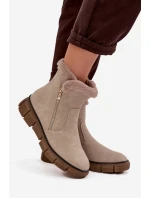 Dámské sněhule na platformě s kožešinou Béžové model 21714514 - EVENTO