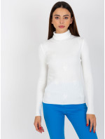 Dámský bílý žebrovaný svetr s rolákem