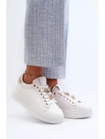 Dámské kožené tenisky na platformě s kolíky D&A White Dámské kožené tenisky na platformě s kolíky D&A White