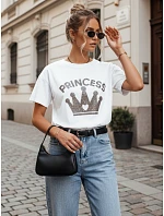 Dámské bavlněné tričko PRINCY white FashionStreet RY2390 Dámské bavlněné tričko PRINCY white FashionStreet RY2390