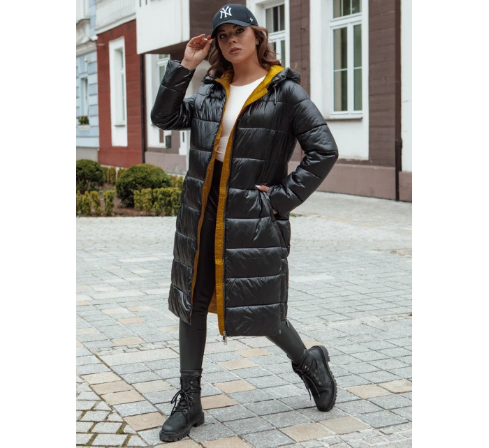 Dámský prošívaný zimní kabát s kapucí černý model 21979884 - Dstreet