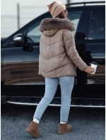 Dámská zimní bunda FIXMIX prošívaná s kapucí tmavě béžová FashionStreet TY4674