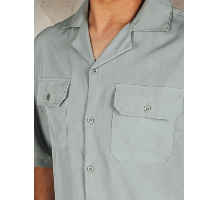 Pánská šedá košile s krátkým rukávem FashionStreet KX1085 Pánská šedá košile s krátkým rukávem FashionStreet KX1085