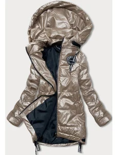 Béžová dámská bunda s odepínací kapucí (B8086-101)