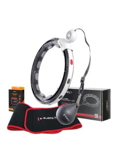 MAGNETICKÝ HULA HOP SET ČERNÝ HHM15 S POČÍTADLEM HMS + ZEŠTÍHLUJÍCÍ PÁS BR163 ČERVENÝ