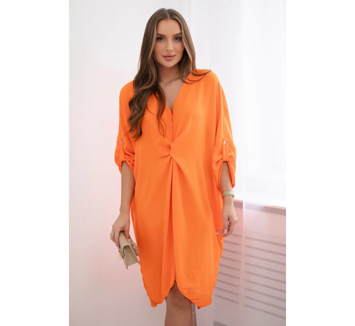 Oversize šaty s výstřihem do V pomeranč