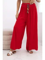 Dámské kalhoty z viskózy se širokými nohavicemi červený