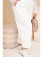 Dámské bavlněné kalhoty Plus Size volného střihu s vysokým pasem ecru