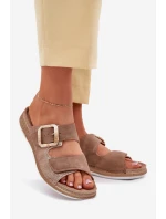 Dámské Pantofle S Přezkou A Suchým Zipperem Hnědé INBLU MK000013