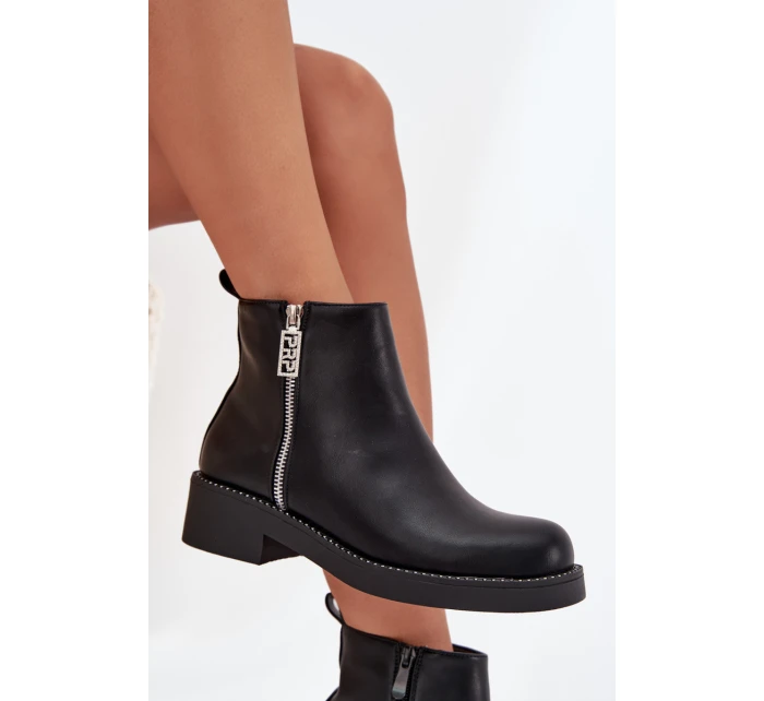 Zateplené Nízké Boty Dámské S Cirkonii Černé Vionna Zateplené Nízké Boty Dámské S Cirkonii Černé Vionna