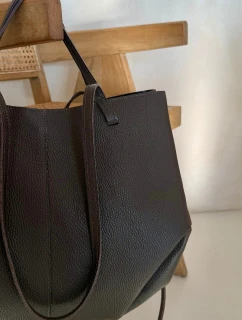 Taška shopper z přírodní kůže čokoládová Halinne
