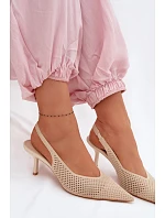 Dámské sandály z síťoviny na podpatku Béžové Emiliana Dámské sandály z síťoviny na podpatku Béžové Emiliana