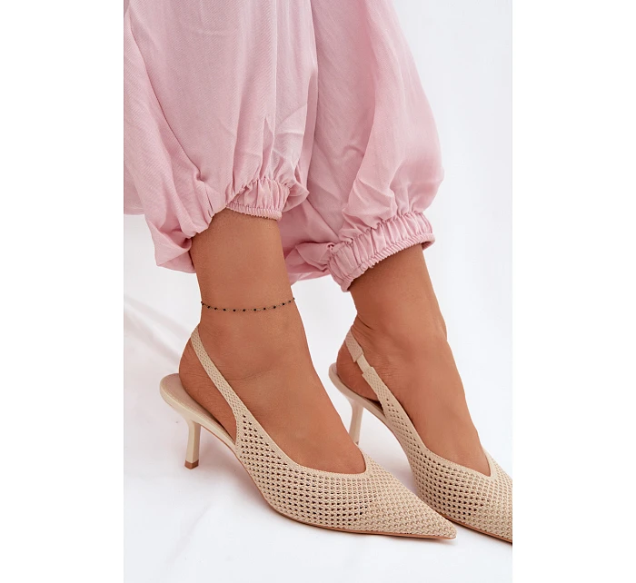 Dámské sandály z síťoviny na podpatku Béžové Emiliana Dámské sandály z síťoviny na podpatku Béžové Emiliana