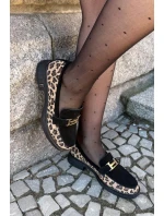 Dámské semišové mokasíny s panterkovým vzorem Vinceza – černé