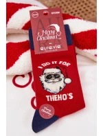 Pánské vánoční ponožky se Santou v brýlích – červeno-tmavě modré Pánské vánoční ponožky se Santou v brýlích – červeno-tmavě modré