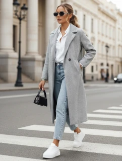 Dámský oversize kabát MANTOVA dlouhý světle šedý FashionStreet NY0740
