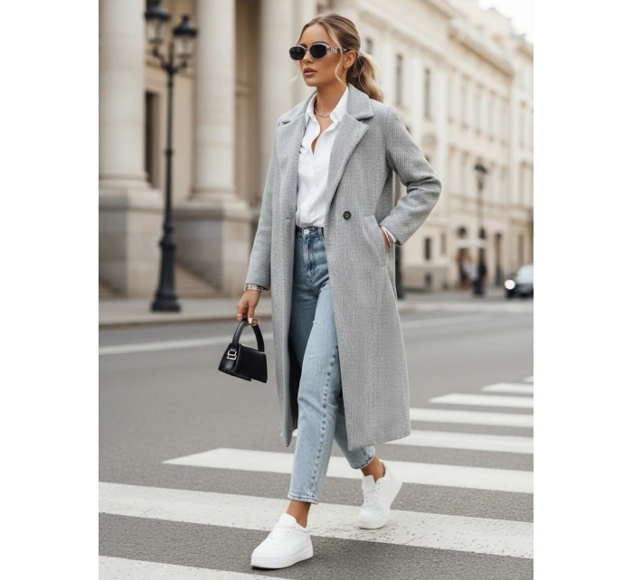 Dámský oversize kabát dlouhý světle šedý Dstreet model 21982232 - FashionStreet