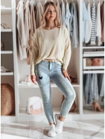 Dámské džínové úzké kalhoty se zdobením LUMITTA modrá FashionStreet UY2429