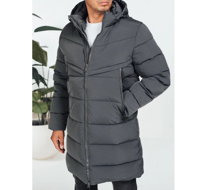 Pánská zimní bunda s kapucí tmavě šedá prošívaná TX5071