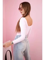 Dámská halenka s dlouhým rukávem a hlubokým výstřihem bonbónově růžová