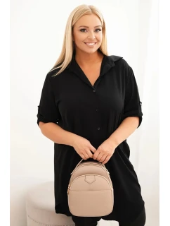 Dámská košilová šaty Plus Size s delším zadním dílem a model 21428161 rukávy černá - K-Fashion