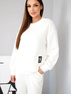Dámský komplet s máslovou volnou mikinou a tepláky ecru