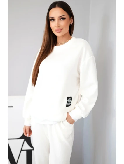 Dámský komplet s model 21808641 volnou mikinou a tepláky ecru - K-Fashion