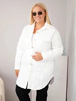 Dámská bunda Plus Size prošívaná s límcem a kapsami bílá