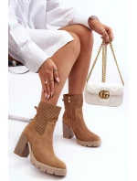 Dámské kůží síťované boty na podpatku Camel Lewski 3386 Dámské kůží síťované boty na podpatku Camel Lewski 3386