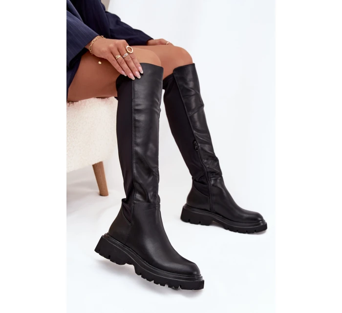 dámské kozačky z eko kůže černé model 21710947 - Boto