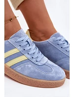 Kožené semišové dámské tenisky model 22101256 Modré - S.Barski Kožené semišové dámské tenisky model 22101256 Modré - S.Barski