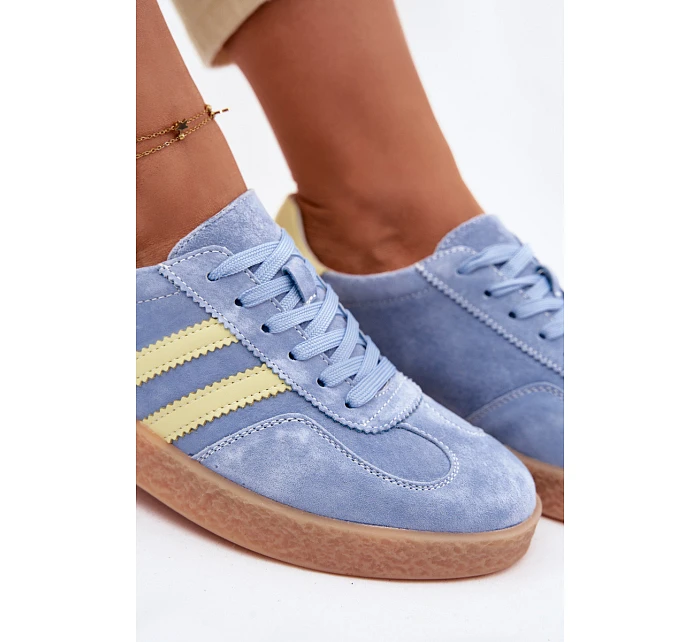 Kožené semišové dámské tenisky model 22101256 Modré - S.Barski Kožené semišové dámské tenisky model 22101256 Modré - S.Barski