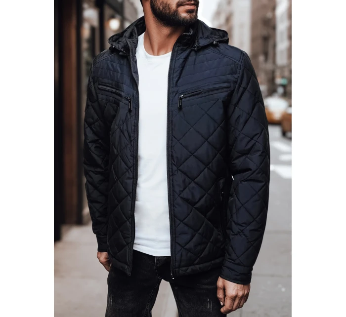 Pánská přechodná bunda s kapucí FashionStreet tmavě modrá TX4990