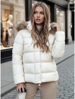 Dámská prošívaná zimní bunda s kapucí CROMBILA ecru FashionStreet TY4101z