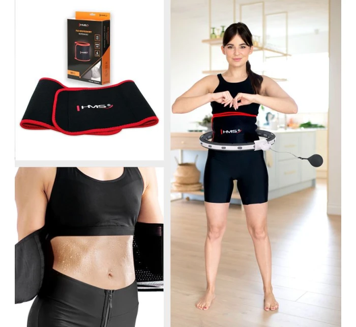 MAGNETICKÝ HULA HOP SET ČERNÝ HHM15 S POČÍTADLEM HMS + ZEŠTÍHLUJÍCÍ PÁS BR163 ČERVENÝ