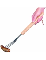 46CM GRILOVACÍ VIDLICE S DŘEVĚNOU RUKOJETÍ