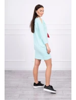 3D mátové šaty s potiskem hrášku a mašlí