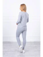 Sada s knoflíkovým výstřihem šedé barvy