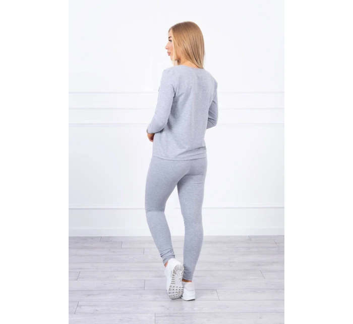 Sada s knoflíkovým výstřihem šedé barvy