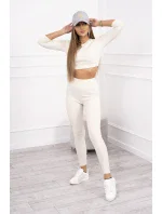 Pruhovaná souprava světle béžová